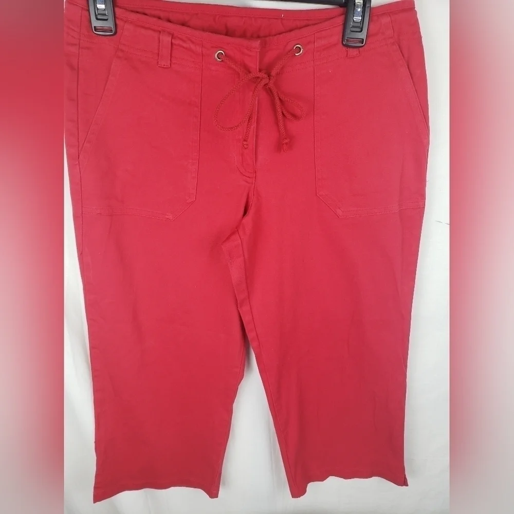 No Boundaries Stretch Y2K Red Capri Pants with DrawString Sz 11
